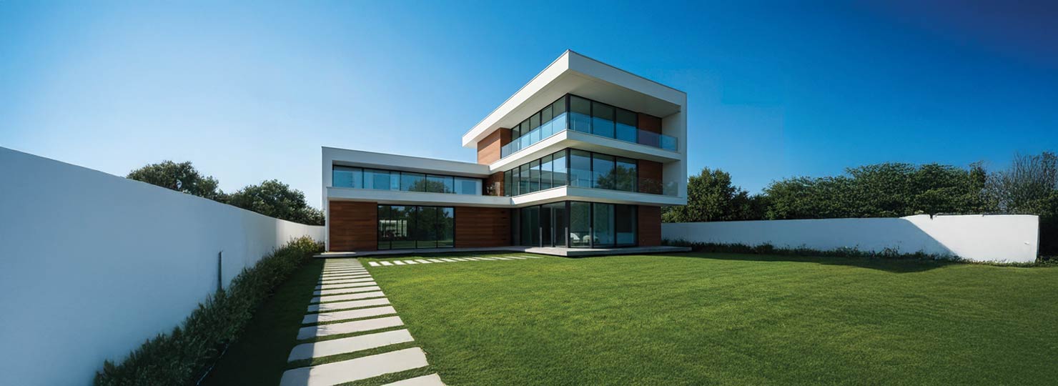 Modern home with finance icons