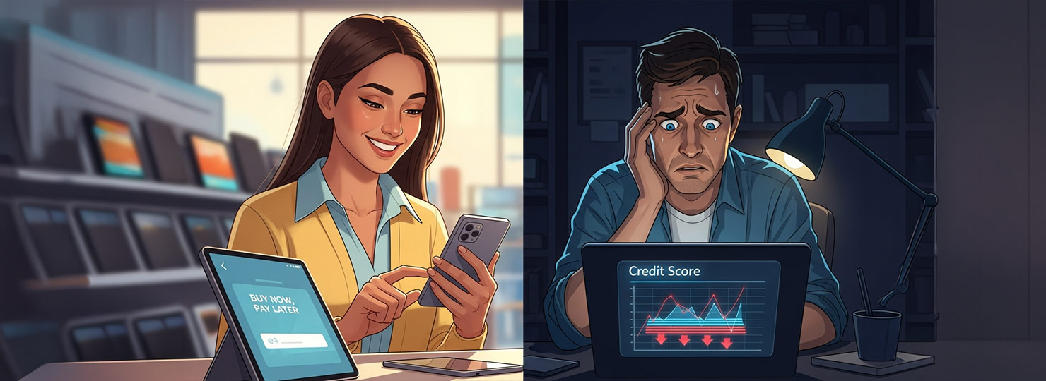 Buy now pay later and credit score concept