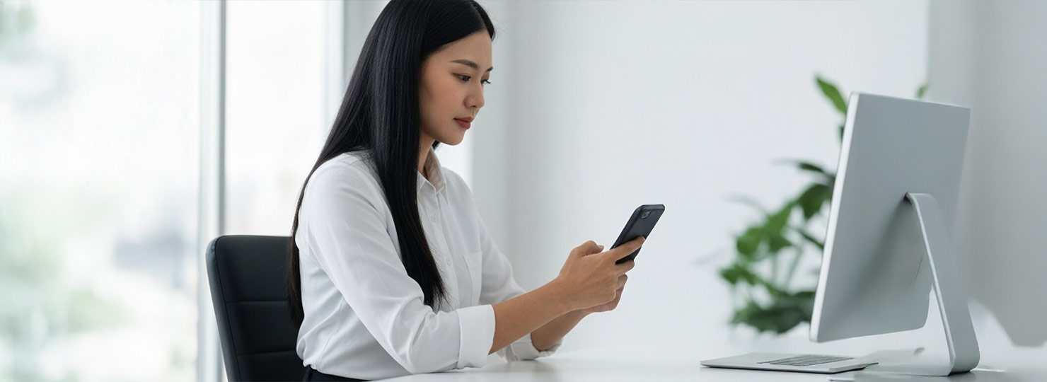 Employee using EWA app on phone